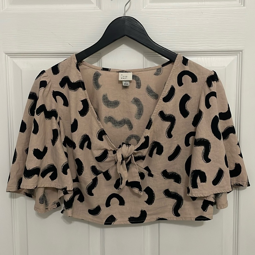 A New Day women’s linen blend flutter sleeve crop top